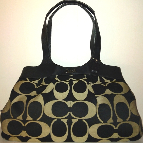 ★BEAUTIFUL!!★EUC COACH "Lexi" Large Signature Sateen 3 Section Interior Satchel - Picture 14 of 16